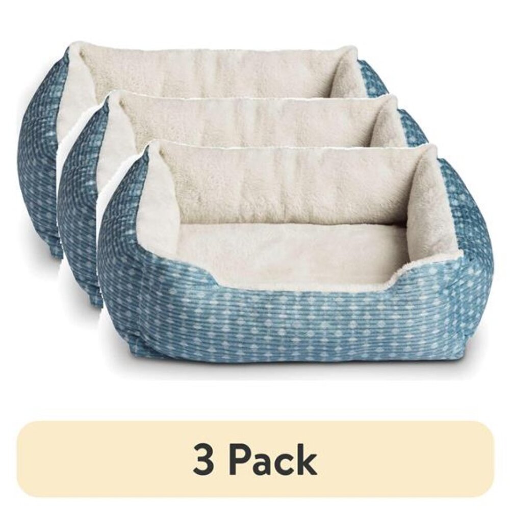 (3 pack) Cuddler Small Dog or Cat Bed, Blue 19" x 15"